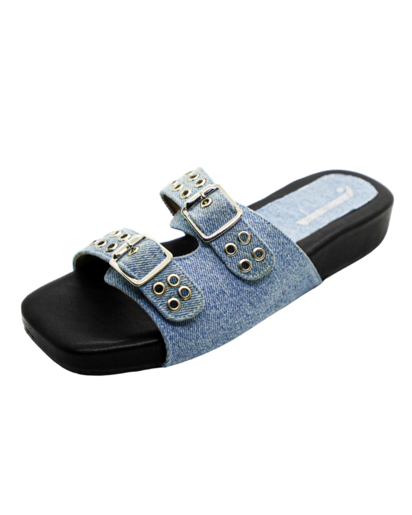 Denim June Buckle Flats