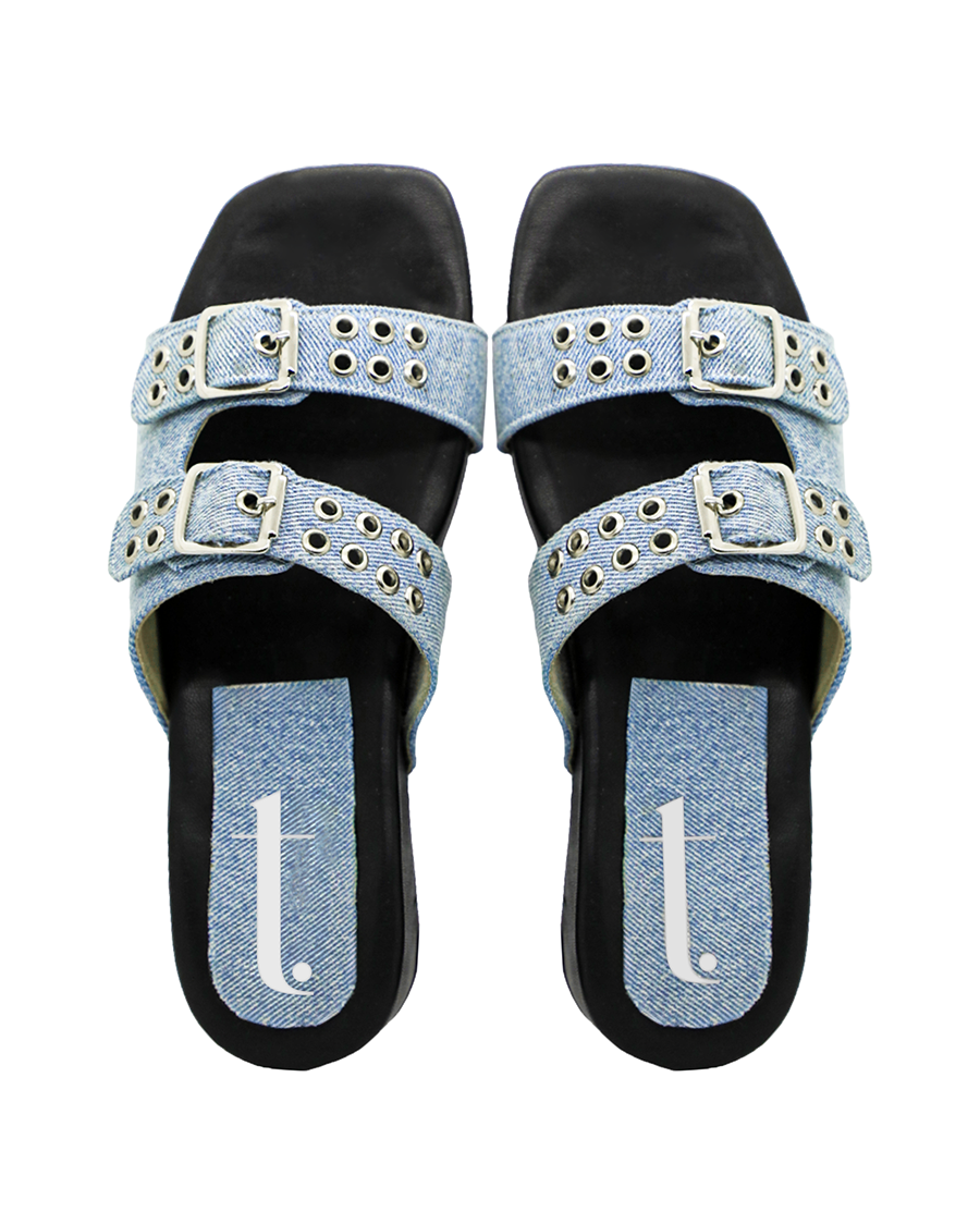 Denim June Buckle Flats