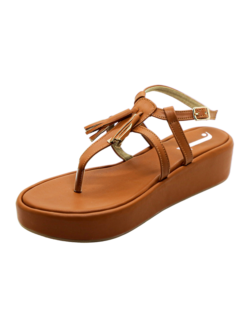 Tan Zoe Tassels Sandals